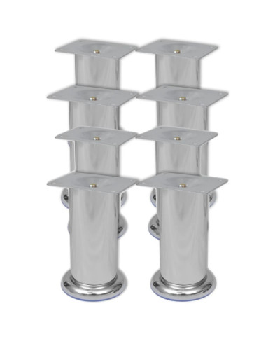 Pieds ronds de canapé 8 pcs Chrome 120 mm | Mobilier & Déco