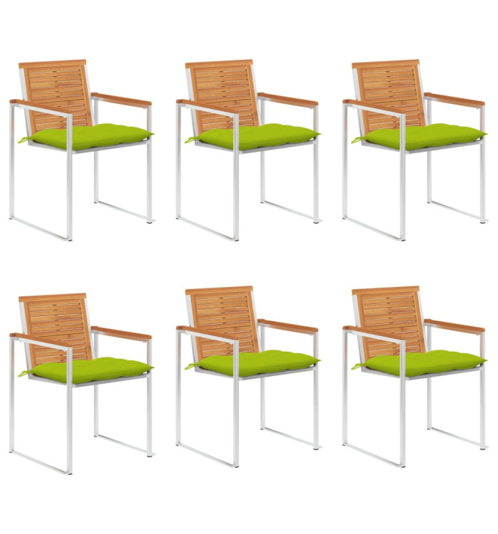 Chaises de jardin lot de 6 avec coussins Bois d'acacia solide | Mobilier & Déco