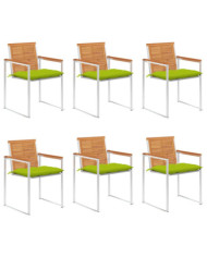 Chaises de jardin lot de 6 avec coussins Bois d'acacia solide | Mobilier & Déco