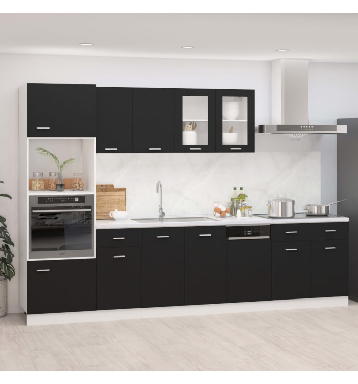 Ensemble de meubles de cuisine 7 pcs Noir Aggloméré | Mobilier & Déco