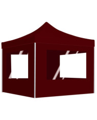 Tente de réception pliable avec parois Aluminium 2x2 m Bordeaux | Mobilier & Déco
