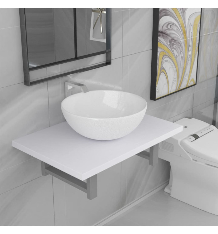 Meuble de salle de bain en deux pièces Céramique Blanc | Mobilier & Déco