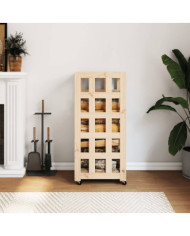 Porte-bûches avec roulettes 40x49x110 cm bois massif de pin | Mobilier & Déco