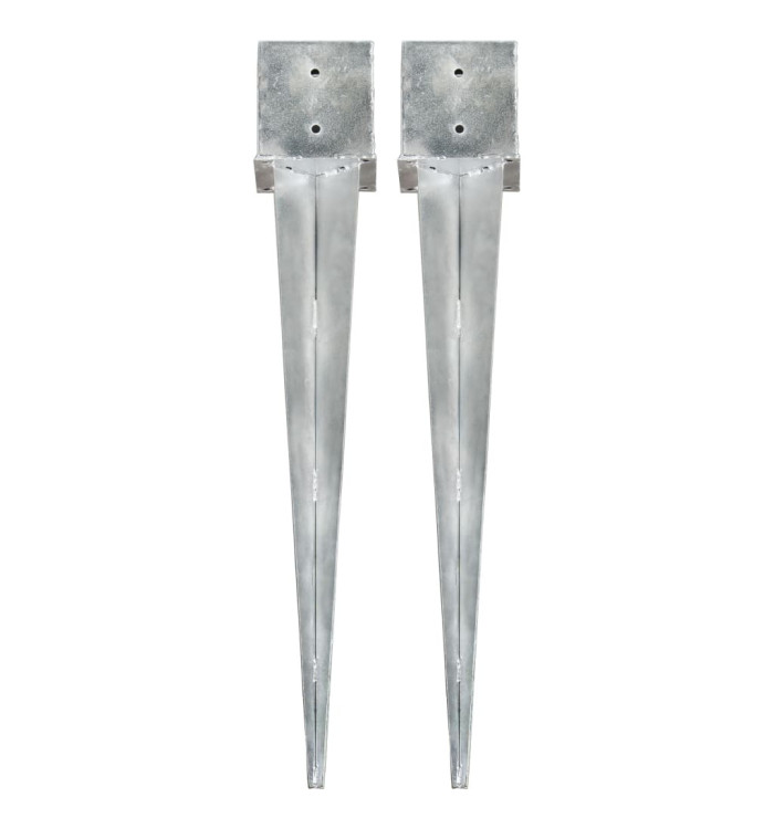 Piquets au sol 2 pcs argenté 14x14x91 cm acier galvanisé | Mobilier & Déco