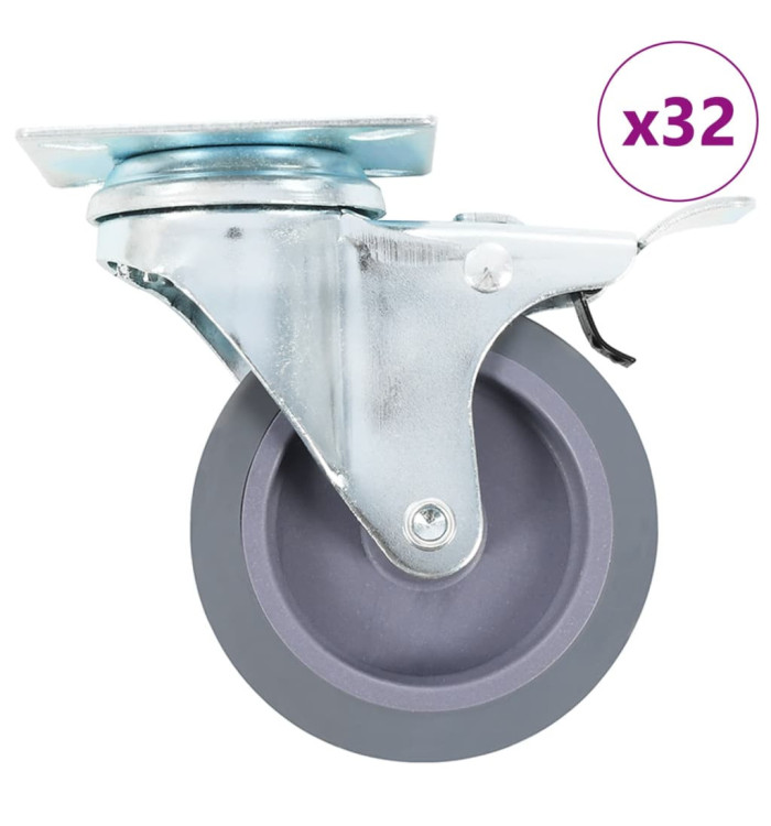 32 pcs Roulettes pivotantes 75 mm | Mobilier & Déco
