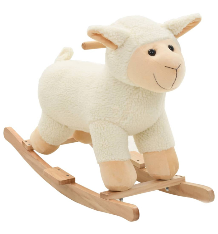 Mouton à bascule Peluche 78x34x58 cm Blanc | Mobilier & Déco