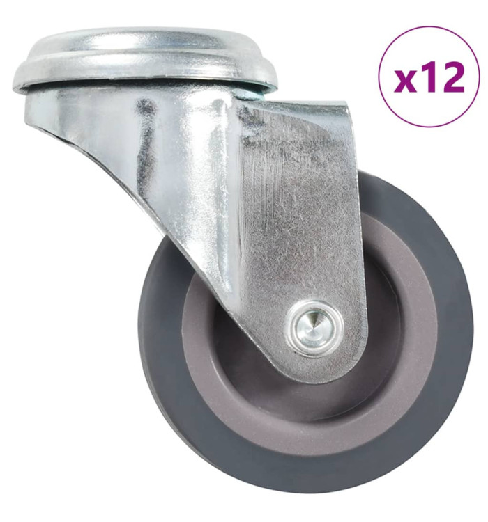 12 pcs Roulettes pivotantes à trou de boulon 50 mm | Mobilier & Déco