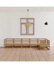 Salon de jardin 6 pcs marron miel bois de pin massif | Mobilier & Déco