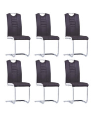 Chaises à manger cantilever lot de 6 marron similicuir | Mobilier & Déco