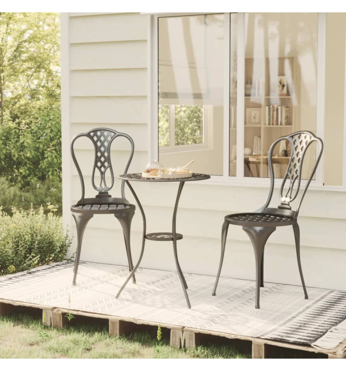 Ensemble de bistro 3 pcs Aluminium coulé Noir | Mobilier & Déco