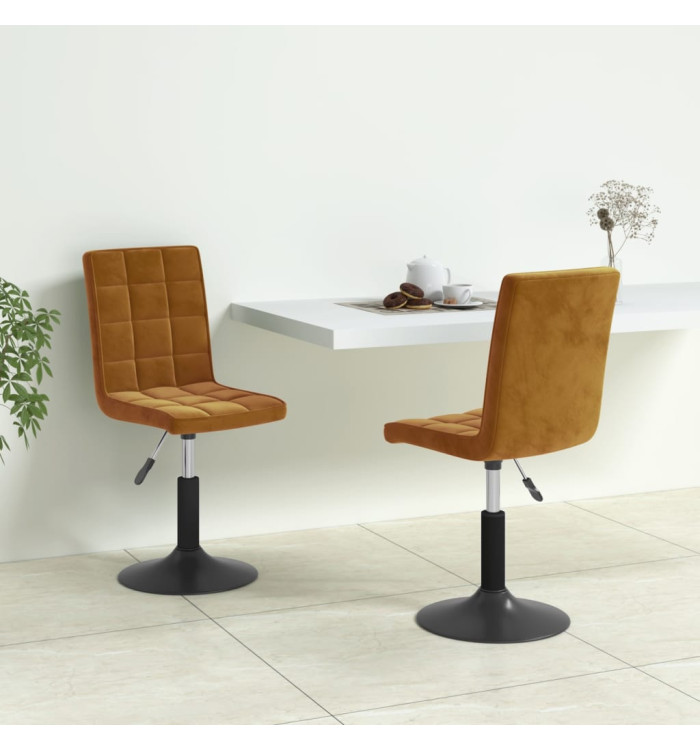 Chaises pivotantes à manger lot de 2 marron velours | Mobilier & Déco