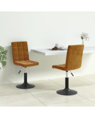 Chaises pivotantes à manger lot de 2 marron velours | Mobilier & Déco