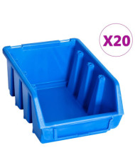 Bacs de rangement empilables 20 pcs bleu plastique | Mobilier & Déco