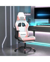 Chaise de jeu avec repose-pied Blanc et rose Similicuir | Mobilier & Déco