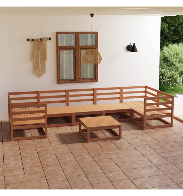 Salon de jardin 8 pcs Bois de pin massif | Mobilier & Déco