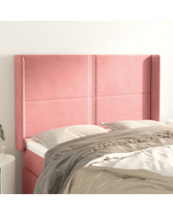 Tête de lit avec oreilles Rose 147x16x118/128 cm Velours | Mobilier & Déco