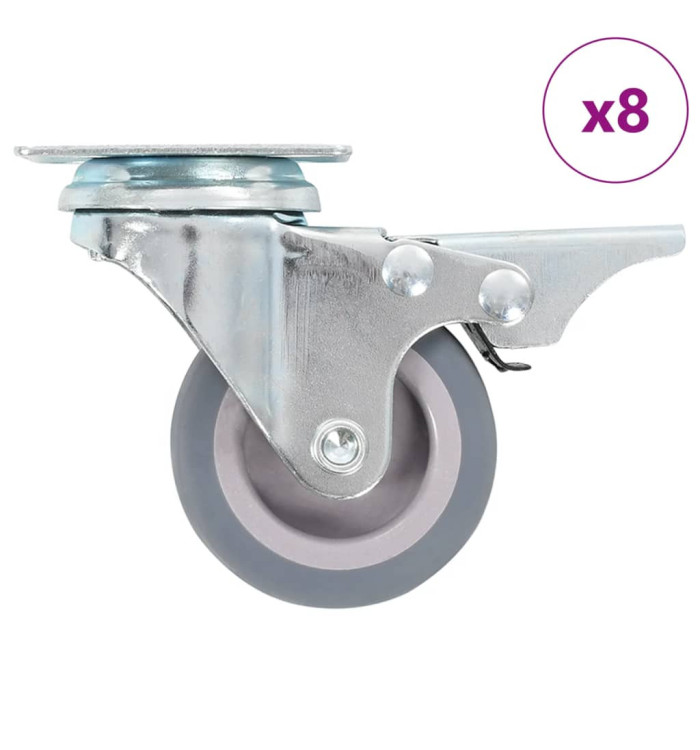 8 pcs Roulettes pivotantes 50 mm | Mobilier & Déco