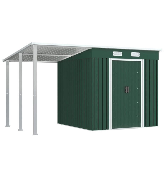 Abri de jardin avec toit étendu Vert 346x193x181 cm Acier | Mobilier & Déco