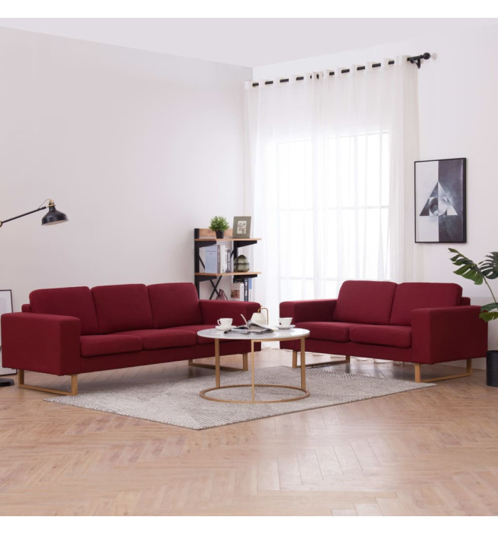Ensemble de canapé 2 pcs Tissu Rouge bordeaux | Mobilier & Déco