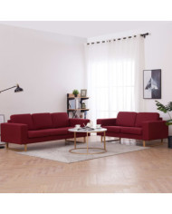 Ensemble de canapé 2 pcs Tissu Rouge bordeaux | Mobilier & Déco