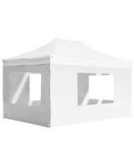 Tente de réception pliable avec parois Aluminium 4,5x3 m Blanc | Mobilier & Déco