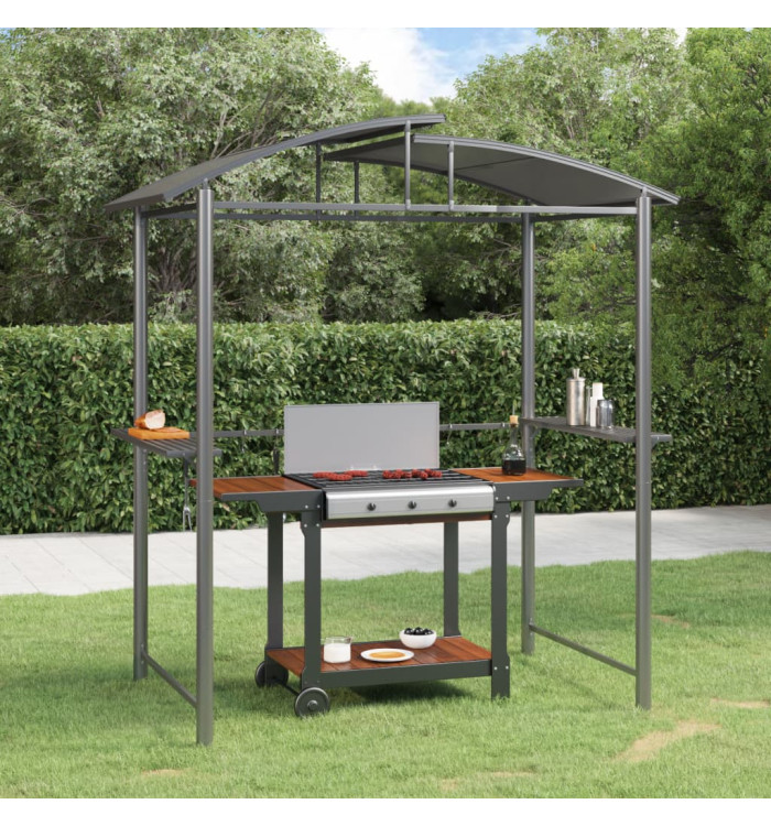 Gazebo BBQ et étagères latérales anthracite 210x114x230cm acier | Mobilier & Déco