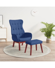 Chaise de relaxation avec repose-pied Bleu Tissu | Mobilier & Déco