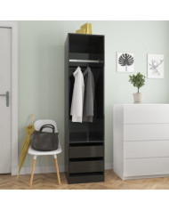 Garde-robe avec tiroirs Noir brillant 50x50x200 cm Aggloméré | Mobilier & Déco