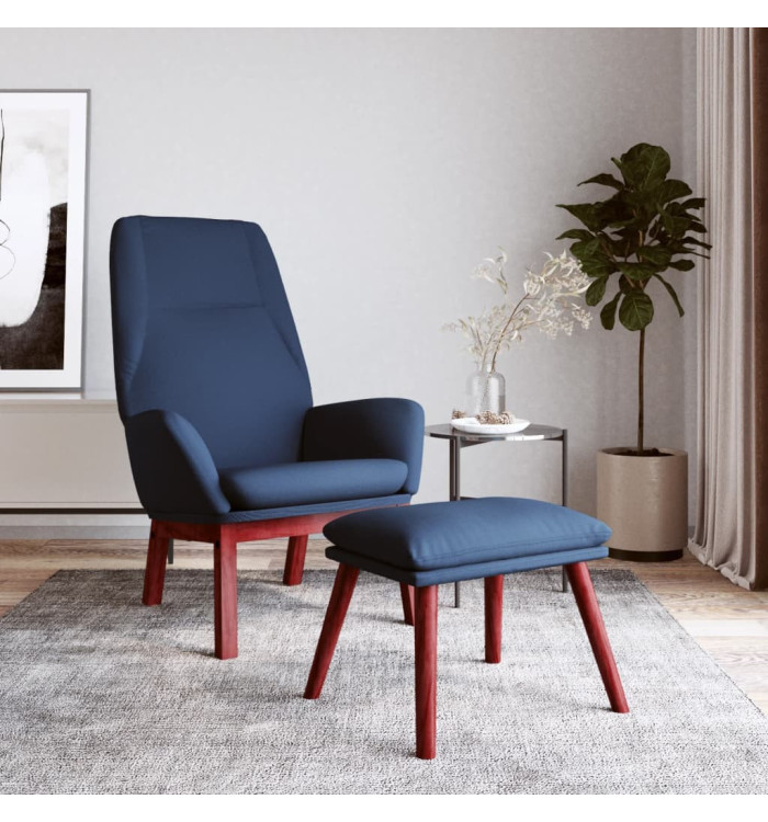 Chaise de relaxation avec repose-pied Bleu Tissu | Mobilier & Déco