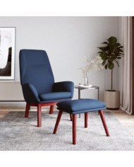 Chaise de relaxation avec repose-pied Bleu Tissu | Mobilier & Déco