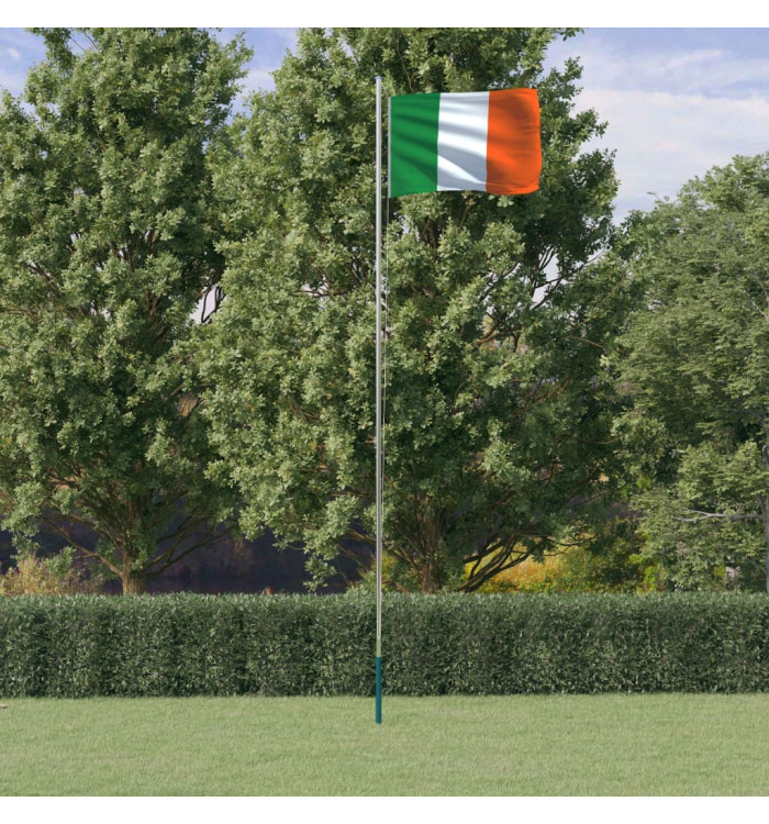 Drapeau de l'Irlande et mât 6,23 m Aluminium | Mobilier & Déco