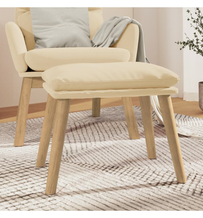 Repose-pied Blanc crème 45x29,5x35 cm Velours | Mobilier & Déco