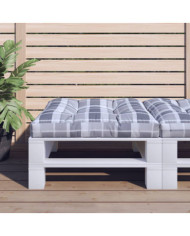 Coussin de palette motif à carreaux gris 80x80x12 cm tissu | Mobilier & Déco