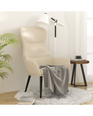 Chaise de relaxation Crème Tissu | Mobilier & Déco