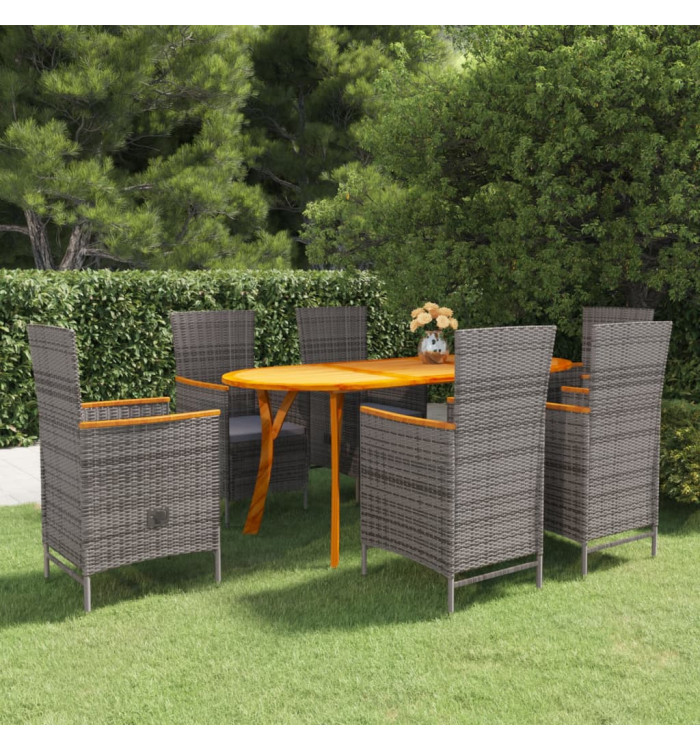 Ensemble à manger de jardin 7 pcs Gris | Mobilier & Déco