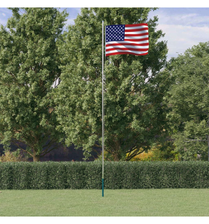 Drapeau des États-Unis et mât 6,23 m Aluminium | Mobilier & Déco