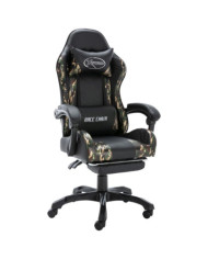 Fauteuil de jeux vidéo repose-pied Noir/camouflage Similicuir | Mobilier & Déco