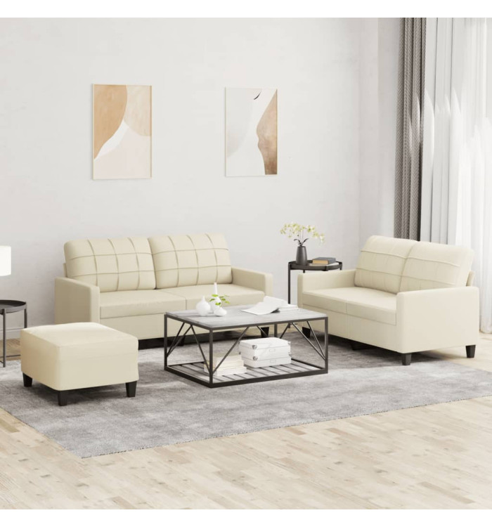 Ensemble de canapés 3 pcs avec coussins Crème Similicuir | Mobilier & Déco