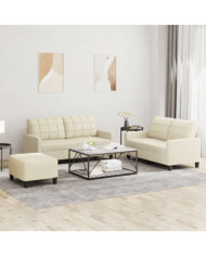 Ensemble de canapés 3 pcs avec coussins Crème Similicuir | Mobilier & Déco