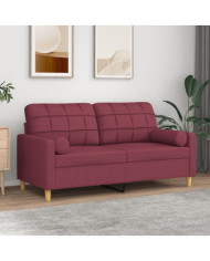 Canapé 2 places avec oreillers bordeaux 140 cm tissu | Mobilier & Déco