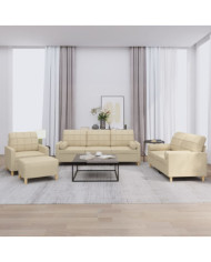 Ensemble de canapés 4 pcs avec coussins crème tissu | Mobilier & Déco