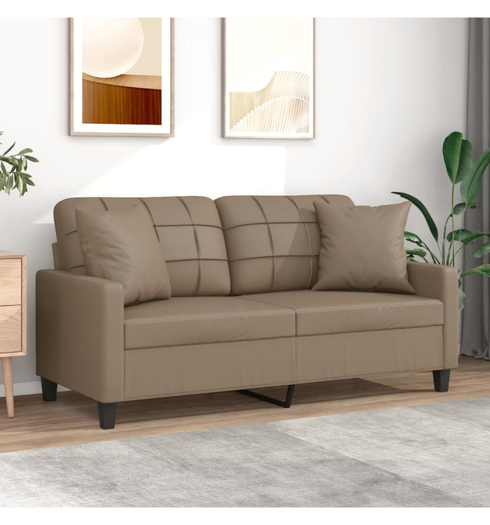Canapé 2 places avec oreillers cappuccino 140 cm similicuir | Mobilier & Déco