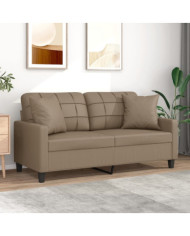 Canapé 2 places avec oreillers cappuccino 140 cm similicuir | Mobilier & Déco