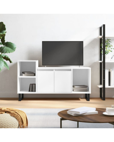 Meuble TV Blanc brillant 100x35x55 cm Bois d'ingénierie | Mobilier & Déco