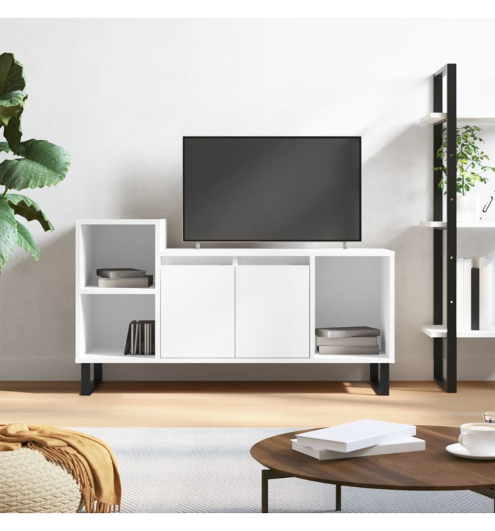 Meuble TV Blanc brillant 100x35x55 cm Bois d'ingénierie | Mobilier & Déco