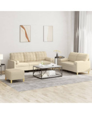 Ensemble de canapés 3 pcs avec coussins crème tissu | Mobilier & Déco