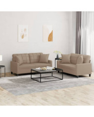 Ensemble de canapés 2 pcs avec coussins cappuccino similicuir | Mobilier & Déco