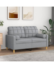 Canapé 2 places avec oreillers gris clair 120 cm tissu | Mobilier & Déco