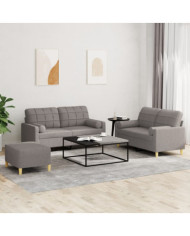 Ensemble de canapés 3 pcs avec coussins taupe tissu | Mobilier & Déco