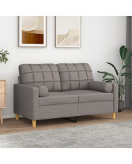 Canapé 2 places avec oreillers décoratifs taupe 120 cm tissu | Mobilier & Déco